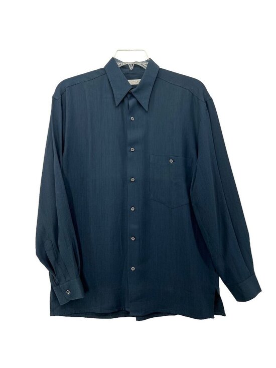 Equilibrio Other - Vintage Equilibrio Mens M Blue Button Down Casual Blue Pocket Woven EUC